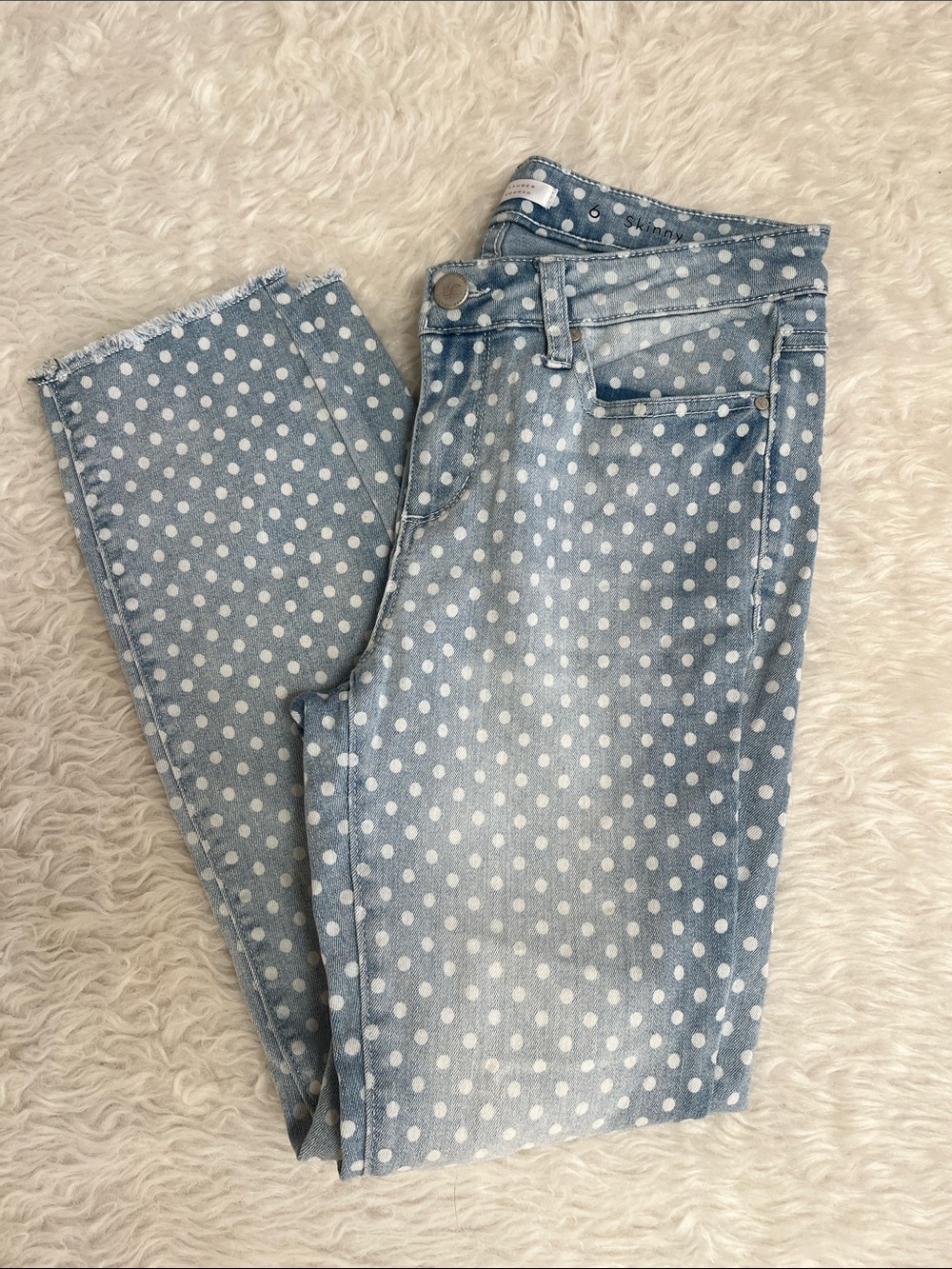 LC Lauren Conrad Light Blue Polka Dot Cropped Jeans